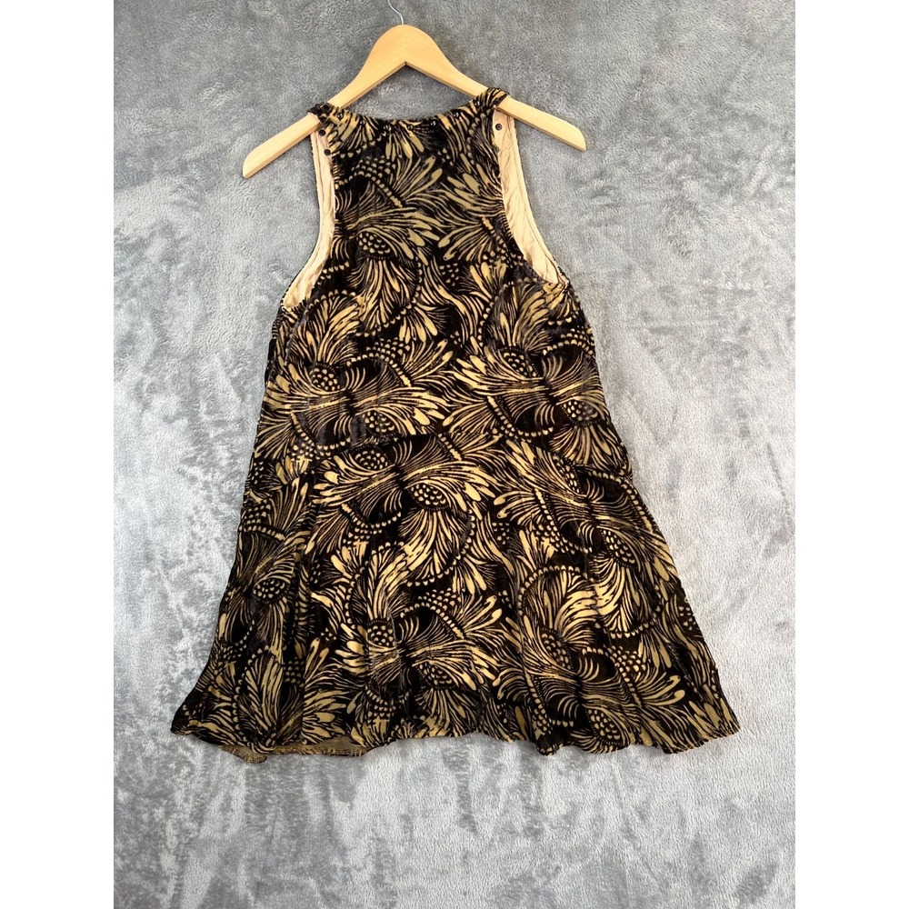 Free People Ellie Burnout Velvet Mini Dress Small Black Brown Boho - Picture 3 of 11